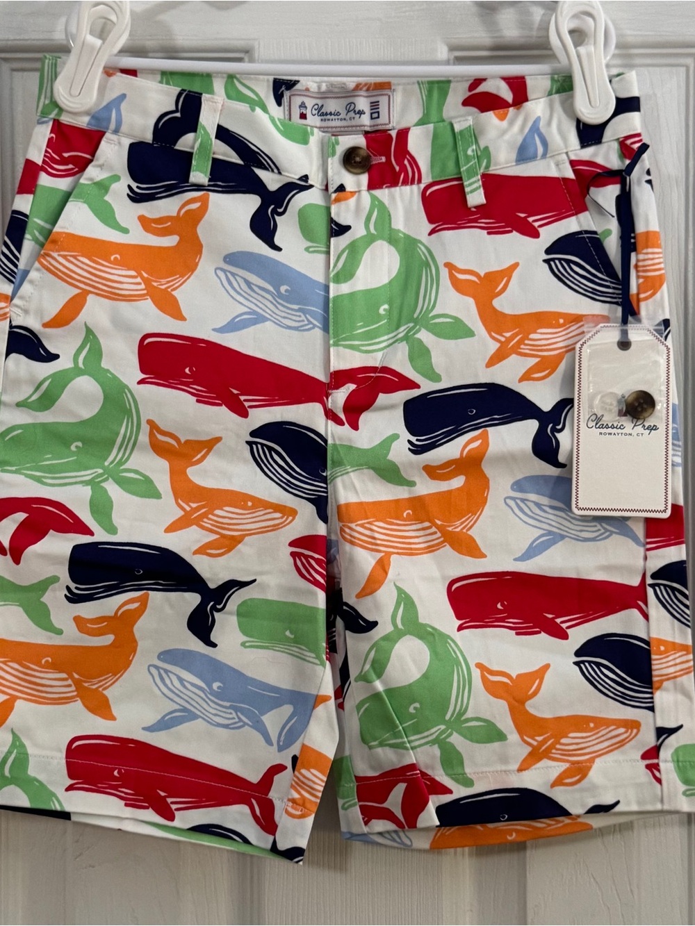 NWT Classic Prep Boy Multicolored Whale Print Shorts 100% Cotton & Pockets